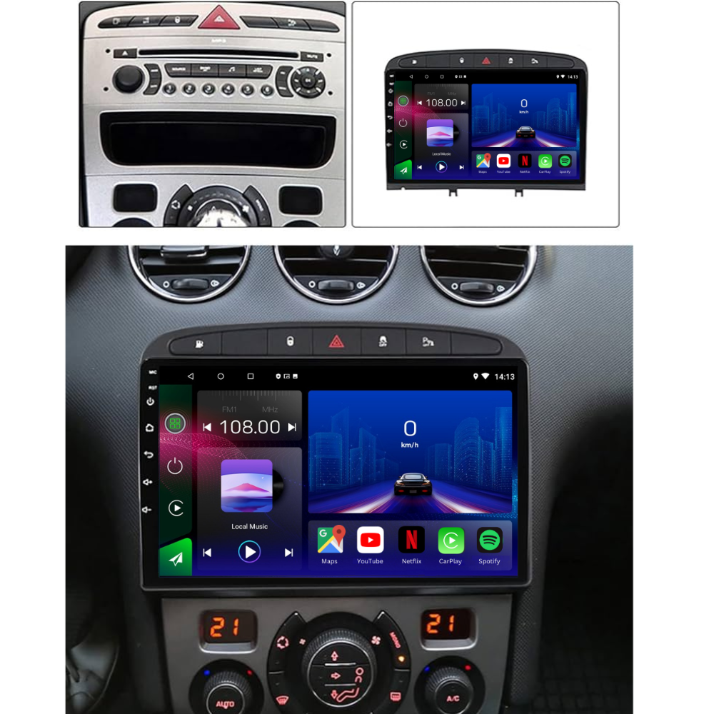 Peugeot 308 308SW & 408 Android 14 Car Stereo Head Unit with Wireless CarPlay Android Auto - WeFitAnyCar