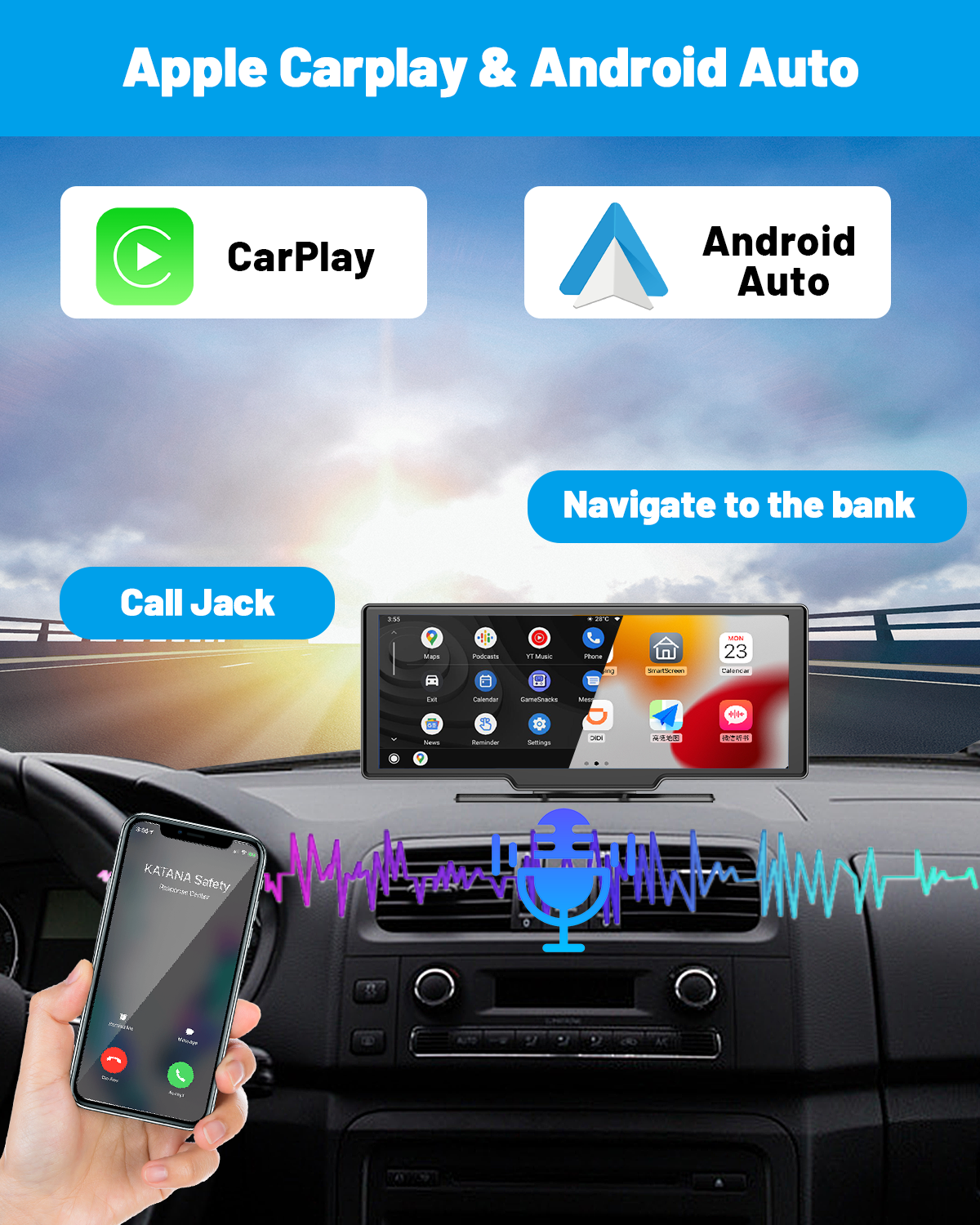 Smart Player | 10.26 Display | CarPlay Android Auto | Car Stereo | Rear Camera Monitor | Dash Cam DVR | FM Radio - Pluscenter