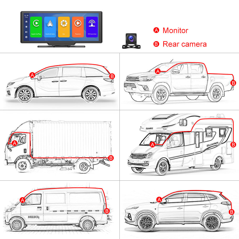 Smart Player | 10.26 Display | CarPlay Android Auto | Car Stereo | Rear Camera Monitor | Dash Cam DVR | FM Radio - Pluscenter