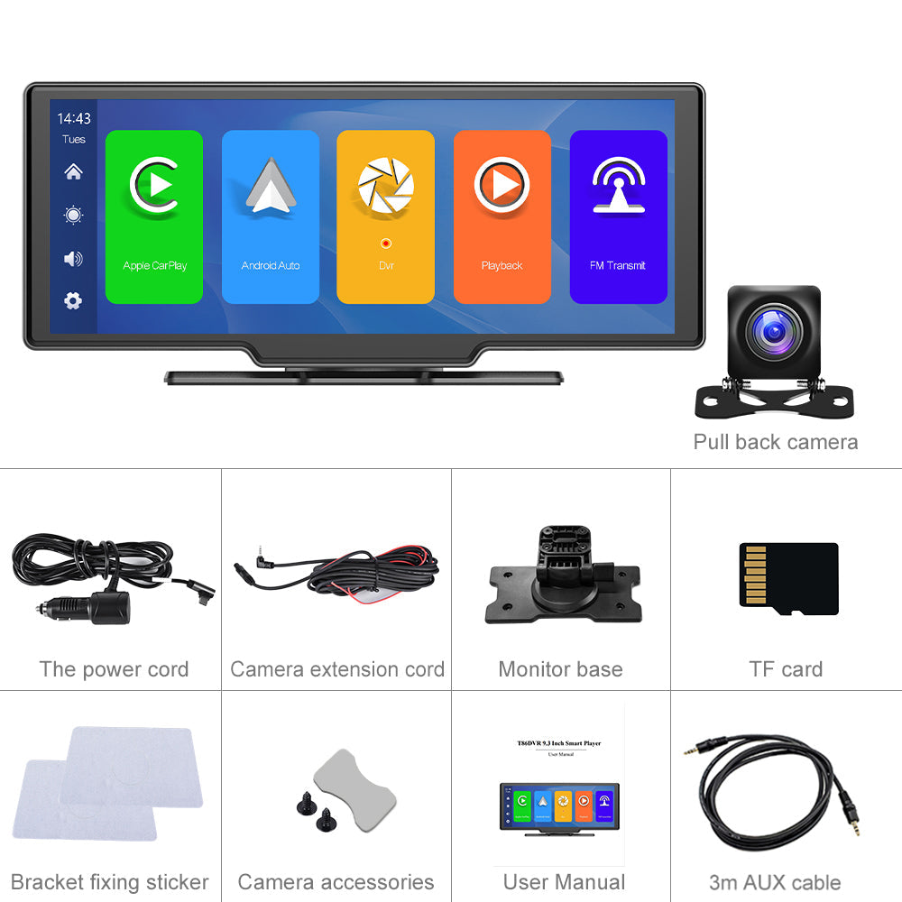Smart Player | 10.26 Display | CarPlay Android Auto | Car Stereo | Rear Camera Monitor | Dash Cam DVR | FM Radio - Pluscenter