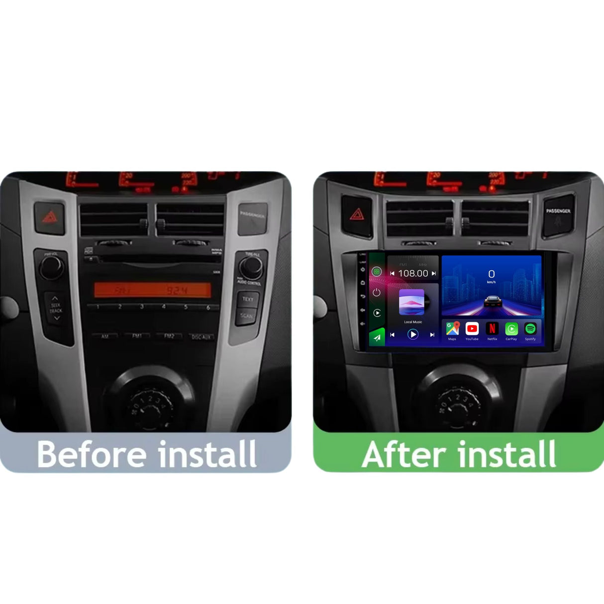 Toyota Yaris 2005–2012 Android 14 Car Stereo Head Unit with Wireless CarPlay Android Auto - WeFitAnyCar