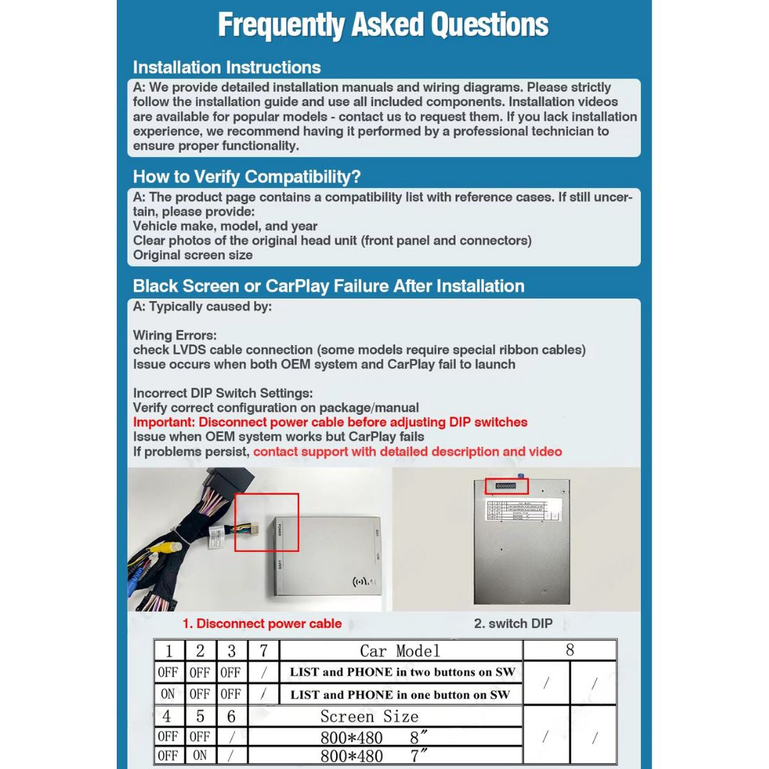 For Citroen Peugeot Vauxhall Toyota Wireless Apple CarPlay Retrofit Android Auto RCC & NAC