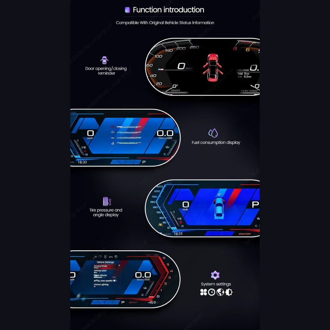 BMW F-Series 1 & 2 Series / X1 / X2 11″ Digital Instrument Cluster – LCD Dashboard with CarPlay