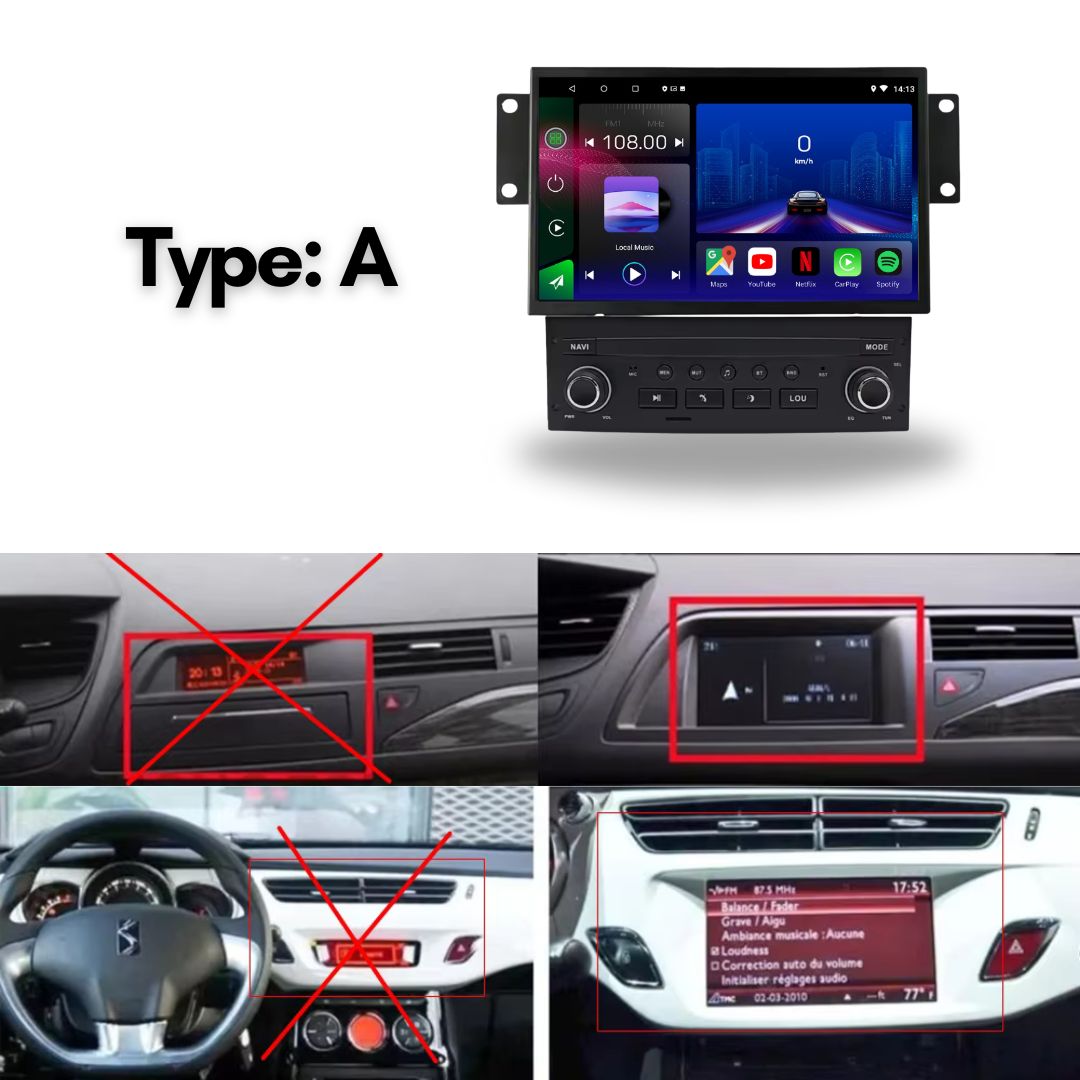 Citroen C3 DS3 C5 2009-2017 Android 14 Car Stereo Head Unit with Wireless CarPlay Android Auto - WeFitAnyCar
