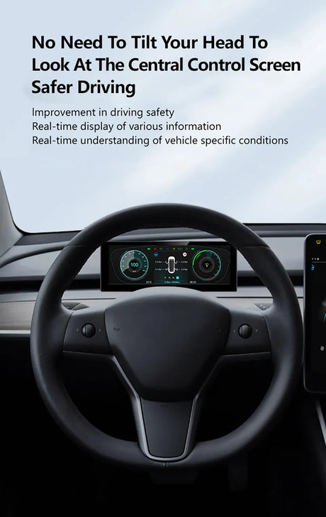 Tesla | Model 3 Y | Cluster Dashboard | Digital LCD 8in Display | CarPlay Android Auto - Pluscenter