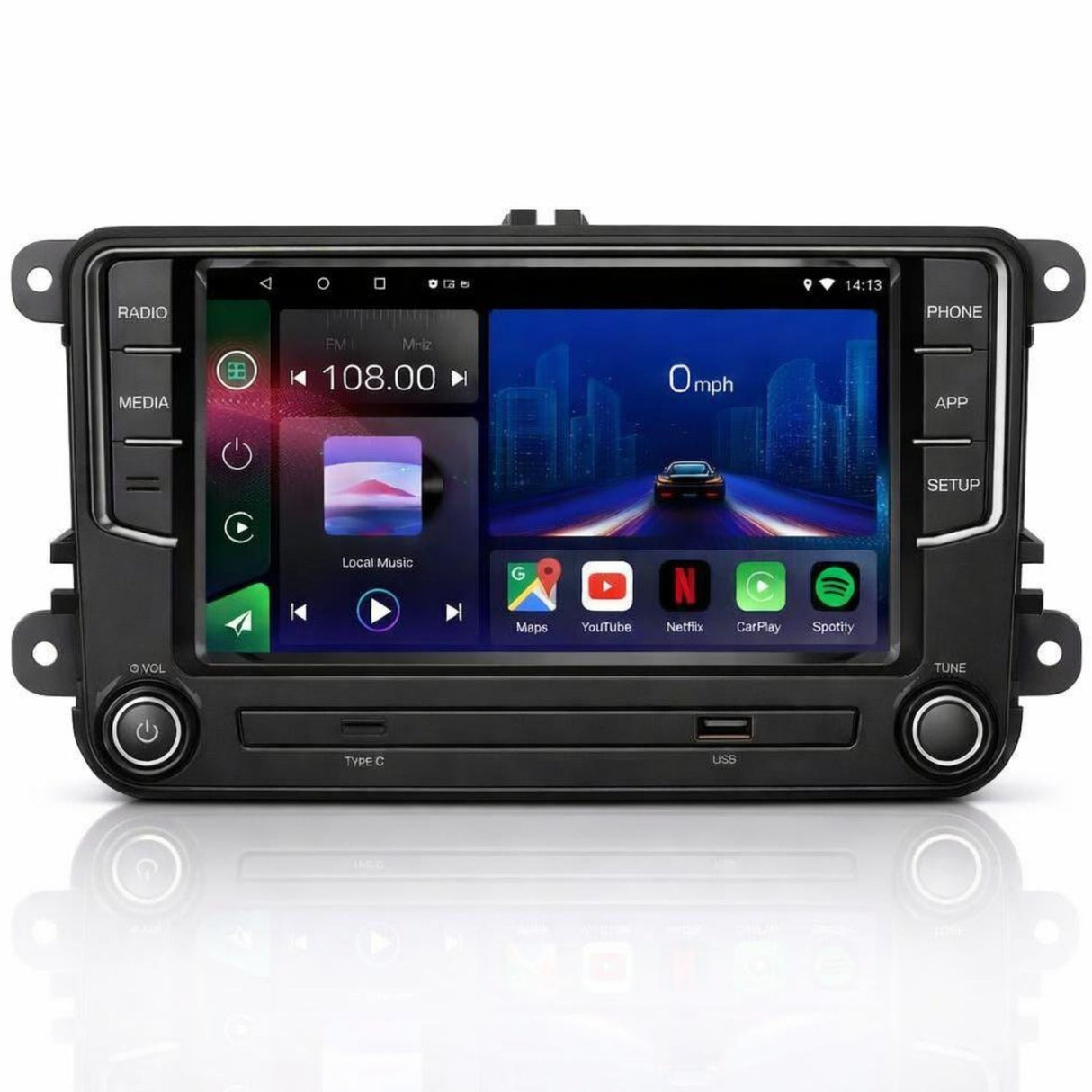 Volkswagen Seat Skoda 7inch Display Android 14 Car Stereo Head Unit with Wireless CarPlay Android Auto - WeFitAnyCar