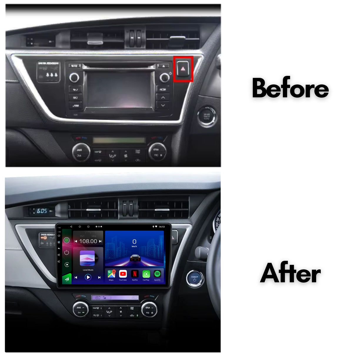 Toyota Corolla 13-16 & Auris 12-16 Android 14 Car Stereo Head Unit with Wireless CarPlay Android Auto - WeFitAnyCar