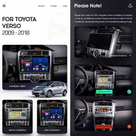Toyota Verso 2009-2018 Android 14 Car Stereo Head Unit with Wireless CarPlay Android Auto - WeFitAnyCar