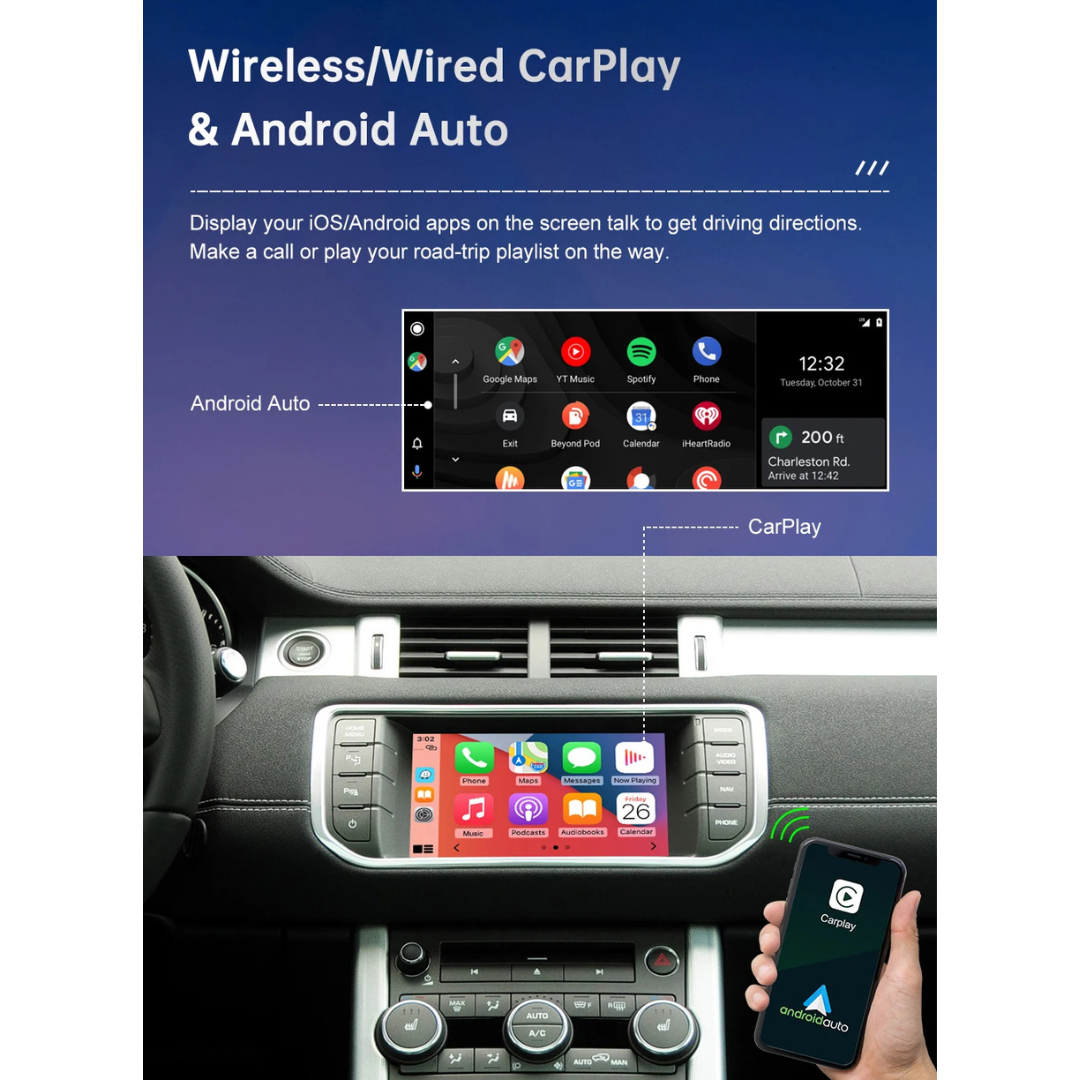 For Land Rover Range Rover & Jaguar Wireless Apple CarPlay & Android Auto Retrofit 2012–2018 - WeFitAnyCar